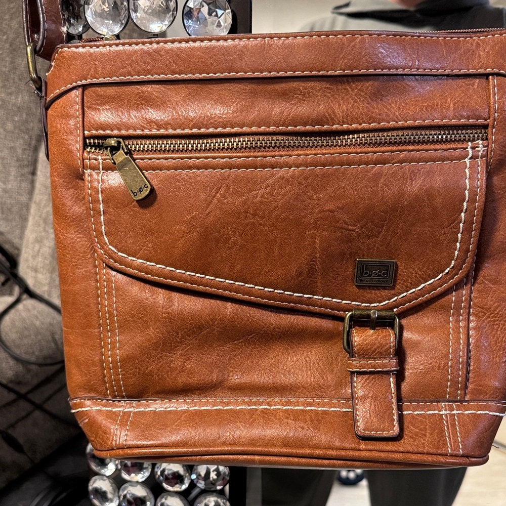 b.o.c. Tan Leather Messenger Bag